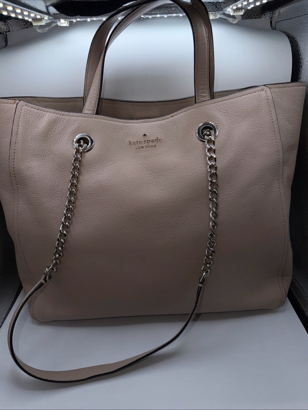 kate spade Blush Pink Pebbled Leather Chain-Handle Tote